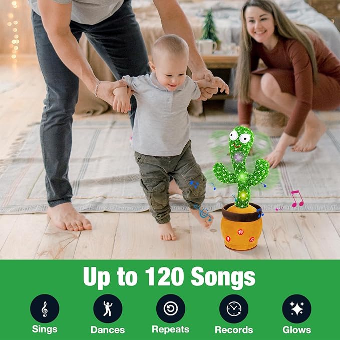 Ayeboovi Dancing Baby Toys 6-12 Months, Interactive Talking Cactus Toy Repeating Records What You Say, Volume Adjustable Singing Cactus Toddler Toys with 120 Songs, 12-18 Months Baby Boys Girls Gifts