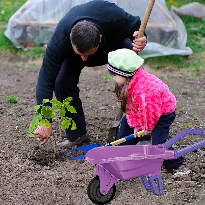 Qtioucp Kids Gardening Tools Outdoor Toys Set Backyard Play with Wheelbarrow Educational STEM Learning Pretend Toys Outdoor Indoor for Toddlers Kids Boys Girls