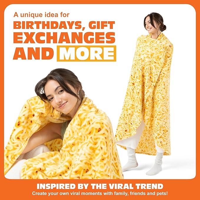 Cozy Concepts Co. Ramen Comfort Blanket by Relatable, Super Soft Plush Throw for Teens and Kids, A Cozy Dorm Room Essential, Fun Back to School Stuff & Perfect Comfort Gift for Students