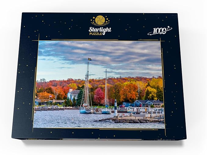 MyPuzzle Sister Bay Town Harbor View in Door County Wisconsin - Premium 1000 Piece Jigsaw Puzzle for Adults