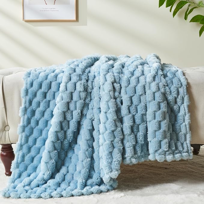 NEWCOSPLAY Fleece Clouds Cozy Throw Blanket for Couch, Blue, 50"x60" | Premium Silky Flannel Blanket, Soft Lightweight Fluffy Throw Blanket for Bed Sofa Decor, Gift for All Season Use