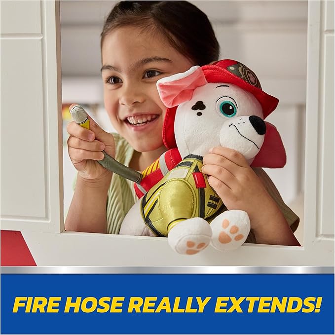 Paw Patrol: Fire Rescue Marshall, Plush Toy with Fire Extinguisher, Backpack, and Hose, Preschool Toys, Kids Toys for Boys & Girls, Ages 3 and Up, 10”