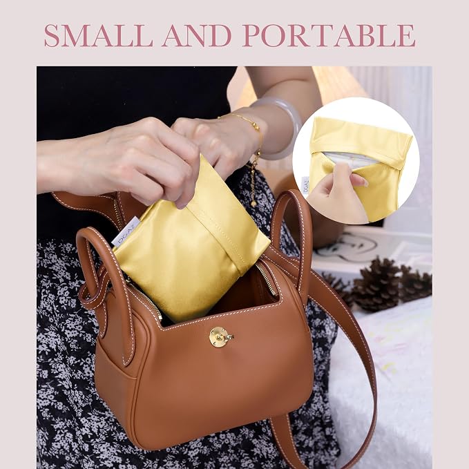 DGAZ Silk Sanitary Napkin Storage Bag, Period Bags for Teen Aged Girls, Portable for Panty Liners/Menstrual Cup/Small Tampons，Mini Makeup Bags for Purse(Mimosa)