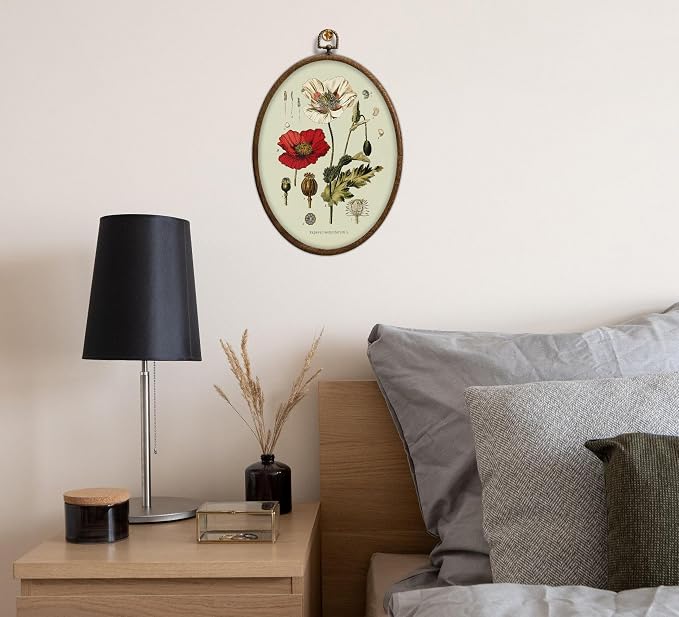 Vintage Boho Floral Oval Wall Art, Vintage Floral Botanical Oval Framed Wall Art, Waterproof Cottage Core Home Decor for Western Farmhouse Bedroom Living Room, Home Retro Decor Products, 07