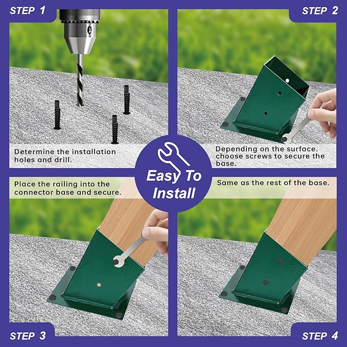 A-Frame Swing Brackets, 4x4 Base 4 Pcs (Inner Size 3.6"x3.6") - Heavy Duty Swing Support for Wood and Concrete Floor, Corrosion-Resistant Metal Powder Coated