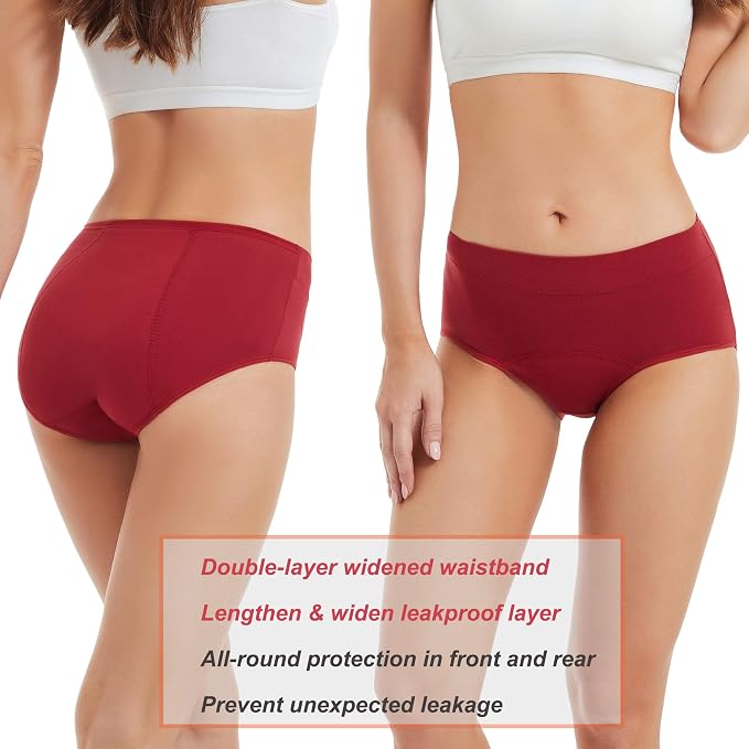 HATSURE Period Underwear for Women Leak Proof Cotton Overnight Menstrual Panties Briefs (Multipack)