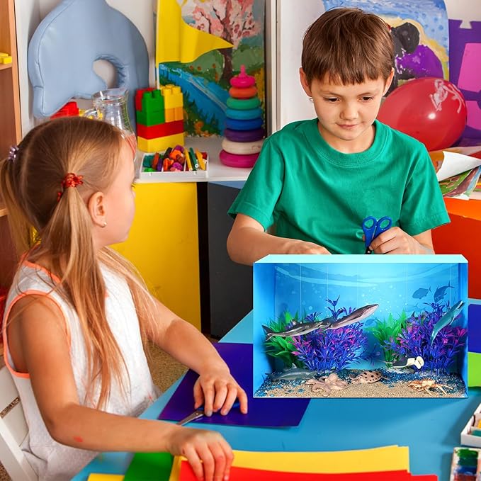 23 Pcs Ocean Diorama Kit Under The Sea Animal Figure Toys Realistic Ocean Animal Figurines Toy Including Shark, Whale, Corals Artificial Coral Seagrass with a Gift Box for Birthday Party Decorations