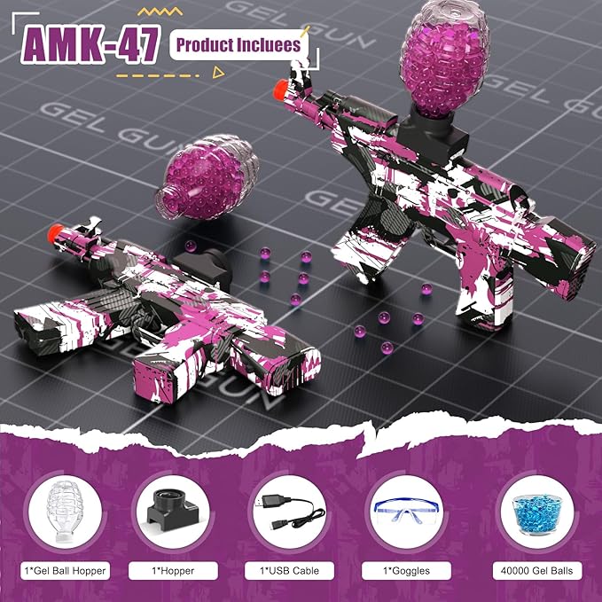 Gel Ball Blaster, Splat Gel Gun for Precision Shooting, Electric Water Ball Blaster Gun with Top Loading Design, Great for Competitive Team Play, Ages 15+ (Purple)
