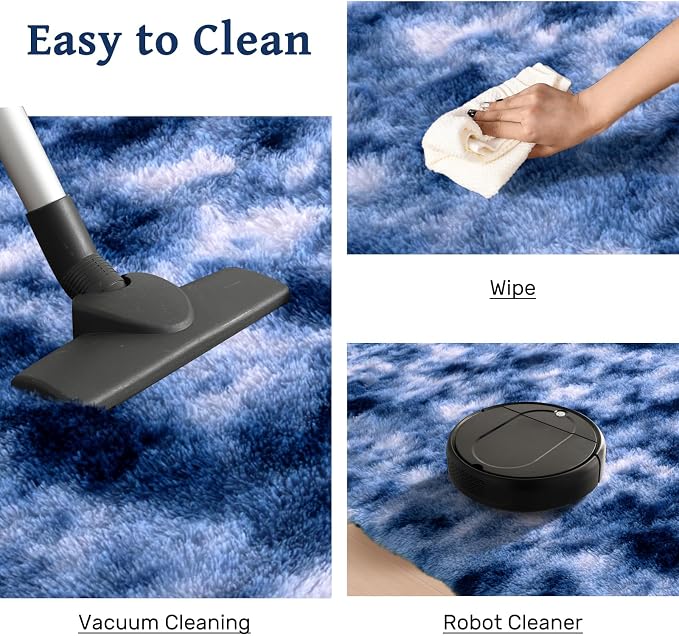 5x7 ft Fuzzy Rug for Living Room Soft Fluffy Blue White Bedroom Area Rugs Non-Slip Shaggy Carpet for Nursery Kids PlayRoom Dorm Office Indoor Modern Plush Carpets