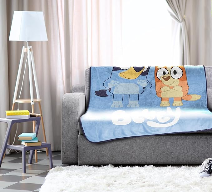 Jay Franco Plush Throw Blanket – 46" x 60" Inches Kids Hero Soft & Cozy Fleece Throw for Bedroom & Couch Décor, Official Licensed Product, Blue - Bluey
