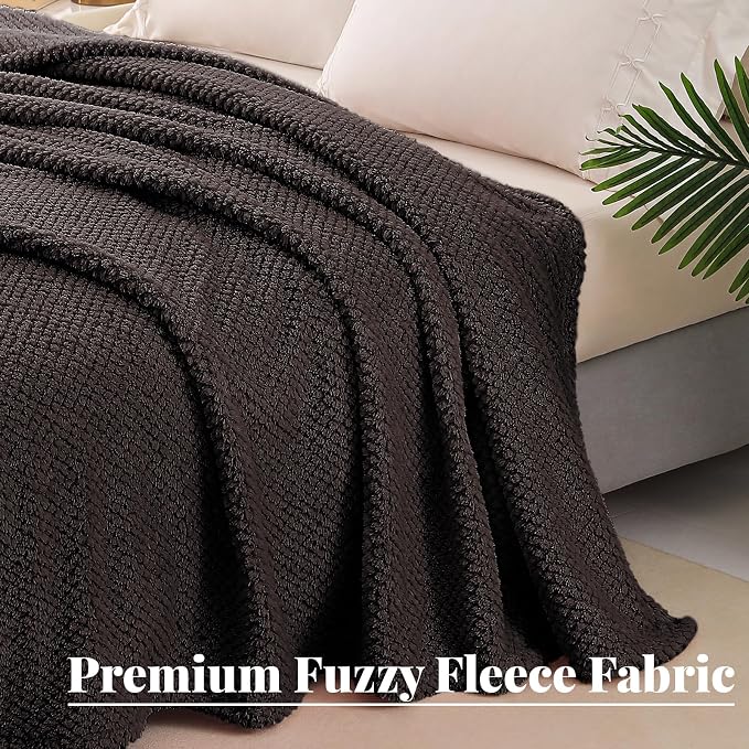 Whale Flotilla Soft Fleece Twin Size Bed Blanket, Coffee | 60x80 Inch, Suitable for Bed, Fluffy Fuzzy Jacquard Blankets for All Season, Lightweight and Cozy