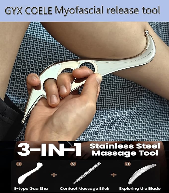 Muscle Scraper Tool Set, 4-Piece Stainless Steel IASTM Tools, Professional Scraping Tool Physical Therapy Massage Kit