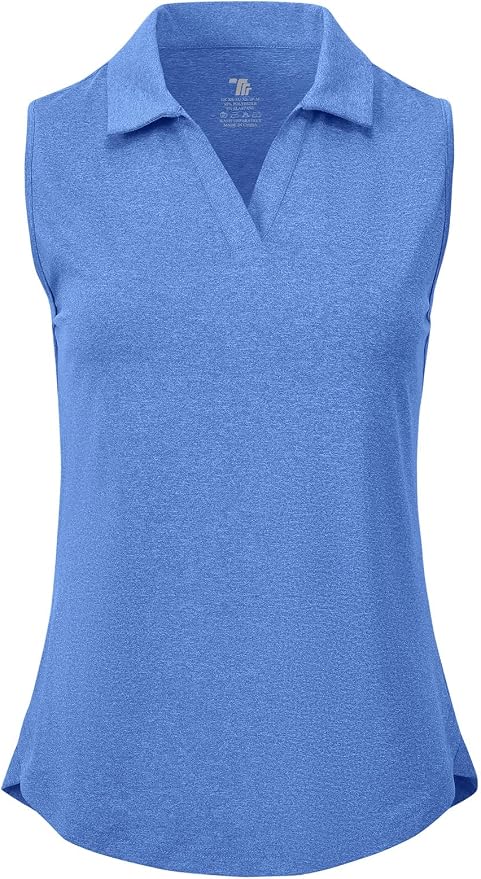 BGOWATU Women's Sleeveless Golf Polo Shirts Collared V Neck Tennis Tank Tops UPF 50+ Quick Dry Lightweight