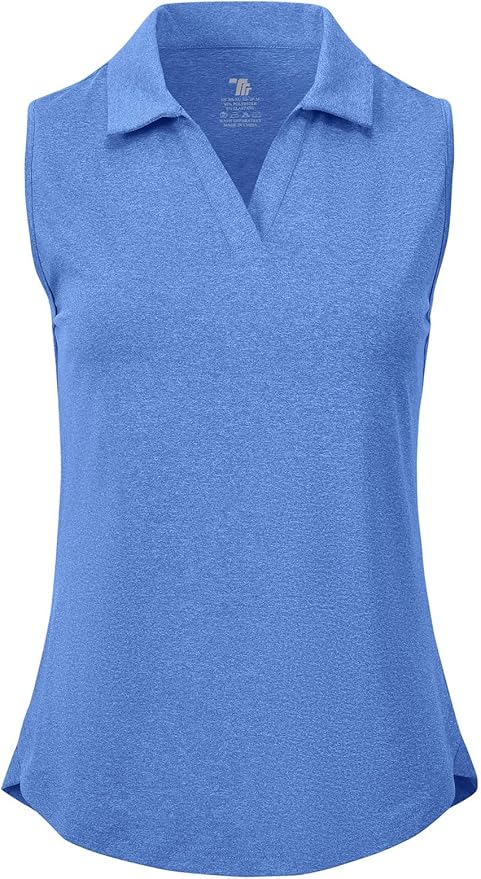 BGOWATU Women's Sleeveless Golf Polo Shirts Collared V Neck Tennis Tank Tops UPF 50+ Quick Dry Lightweight