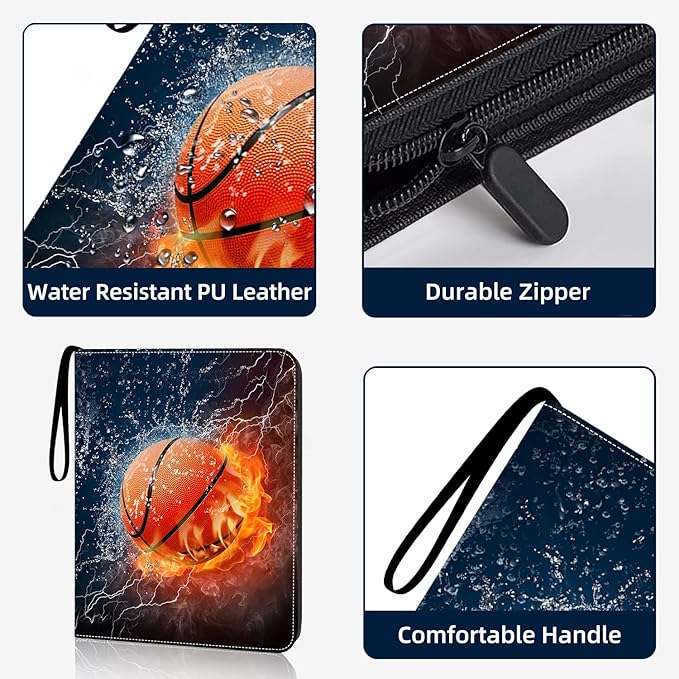 900 Pockets Basketball Card Binder Sleeves, Trading Card Binder Collectible Trading Card Albums for Basketball Baseball Football Trading Sports Game Cards, Book Folder Organizer Card Holder