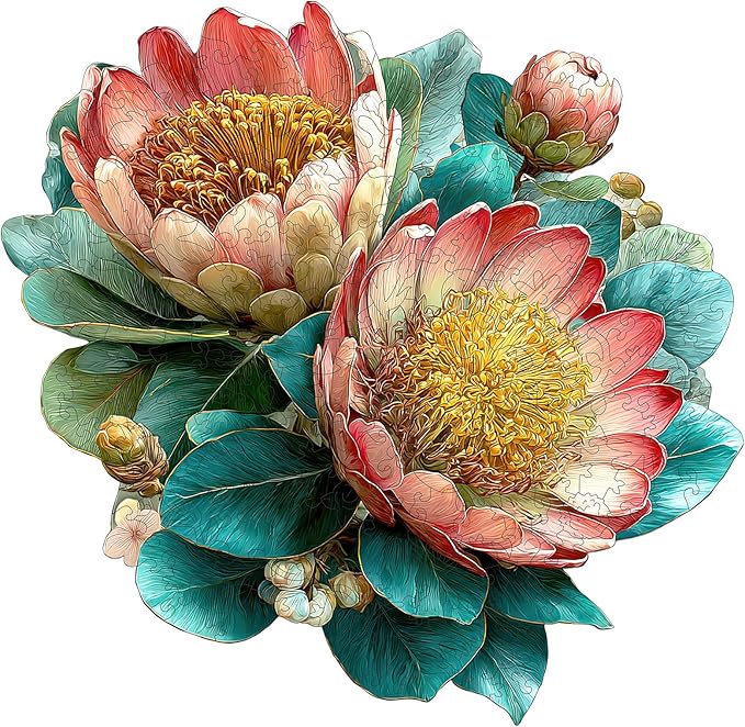 MEATRN King Protea Wooden Puzzles for Adults 200 Pcs, 11.4x11.1 in, Fun Educational Wood Puzzle, Handmade Decorative Gift, Relaxing Wood Puzzle Game for Family & Friends