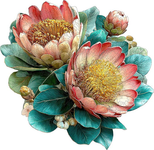 MEATRN King Protea Wooden Puzzles for Adults 501 Pcs, 16.9x16.5 in, Fun Educational Wood Puzzle, Handmade Decorative Gift, Relaxing Wood Puzzle Game for Family & Friends