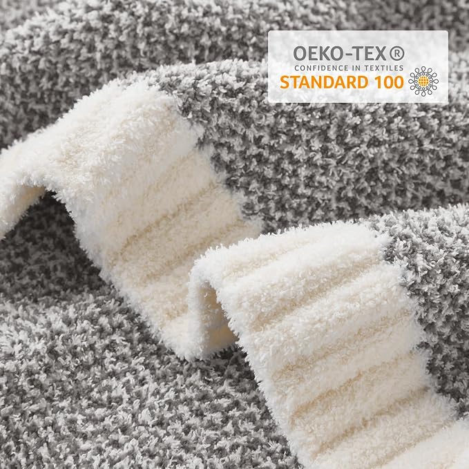 Snuggle Sac Queen Size Bedding Blankets, Super Soft Warm Oversized Blankets for Bed, Cozy Knit Fuzzy Plush Bed Blankets,Heather Dark Grey,90x90 inches