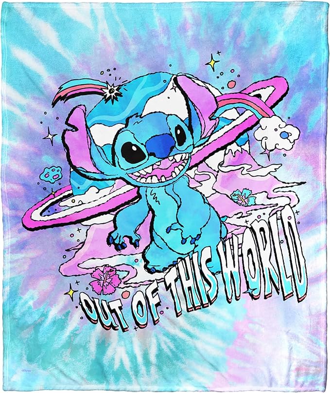 NORTHWEST Lilo and Stitch Silk Touch Throw Blanket, 50" x 60", Hippie Stitch