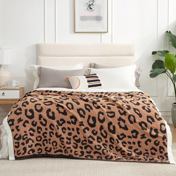 Snuggle Sac Ultra Soft Blanket Black Leopard Twin Size - Reversible Oversized Cheetah Bedding Blanket, Plush Throw Blankets for Bed, Sofa, Couch, Black Leopard, 60x80 inches
