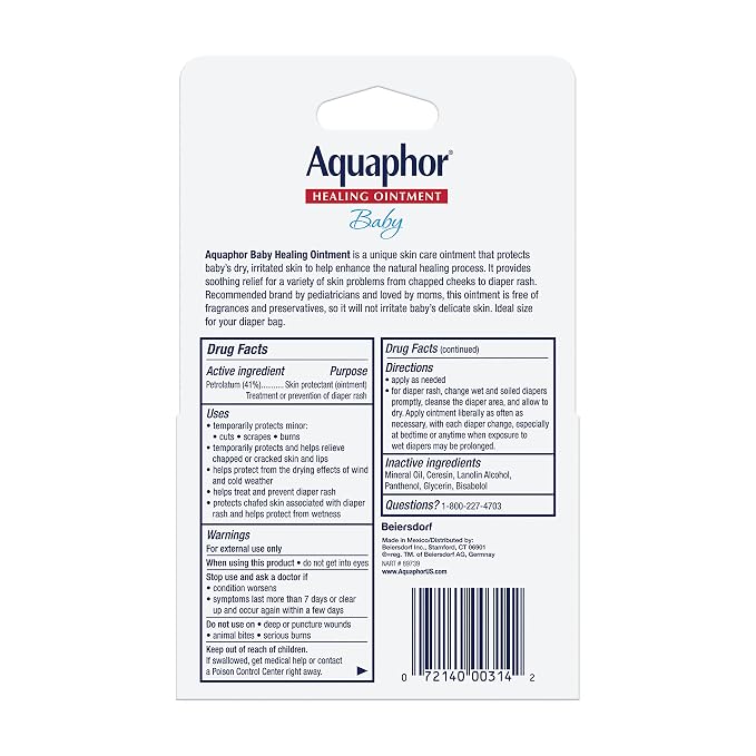 Aquaphor Baby Healing Ointment, To-Go Pack | Advanced Therapy | For Chapped Cheeks | For Diaper Rash | 2 Count Pack