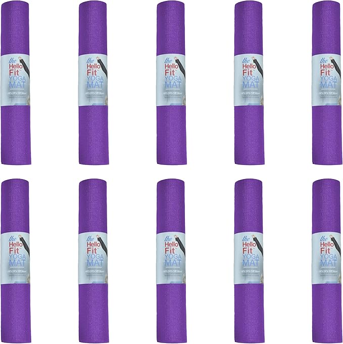 10-Pack Yoga Mat, 68" x 24" Non Slip Exercise Mat, 4mm Thick Gym Mat for Fitness and Stretching, Bulk Non Toxic Yoga Mats for Schools and Studios