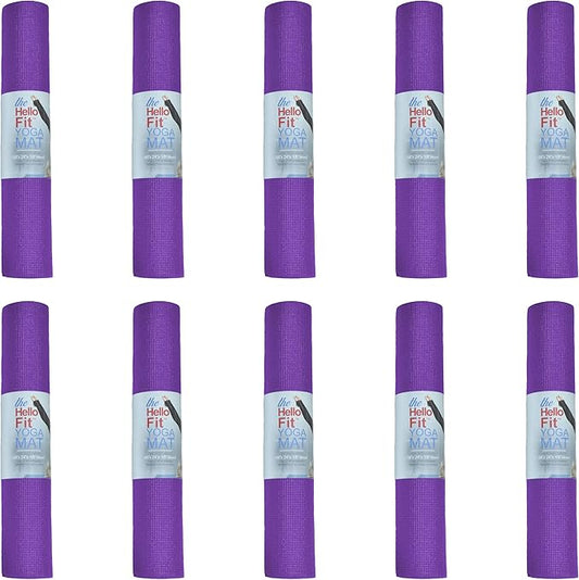 10-Pack Yoga Mat, 68" x 24" Non Slip Exercise Mat, 4mm Thick Gym Mat for Fitness and Stretching, Bulk Non Toxic Yoga Mats for Schools and Studios