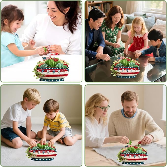 MEATRN Globular Succulent Cactus Wooden Puzzles - Premium Wood Puzzles for Adults, Botanical Art Display Puzzle, Pieces Fit Together Perfectly, Home Decoration, 497 Pcs, 17.3X 16.3in