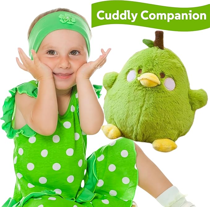 Cute Fruit Pear Duck Stuffed Animal Plush Toy Pillow - Girls and Boys Birthday Gift - 11.8" (Green 11.8)