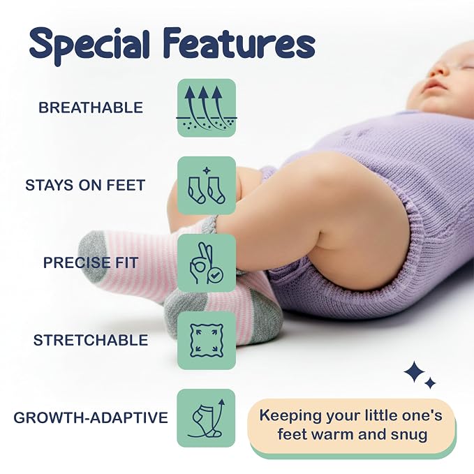Mother's Choice Organic Cotton Baby Socks 0–6 Months, 12 Pairs Newborn & Infant Socks Soft Hypoallergenic Breathable Gentle On Delicate Skin Stretch Fit Comfortable Daily Essentials For Little Ones