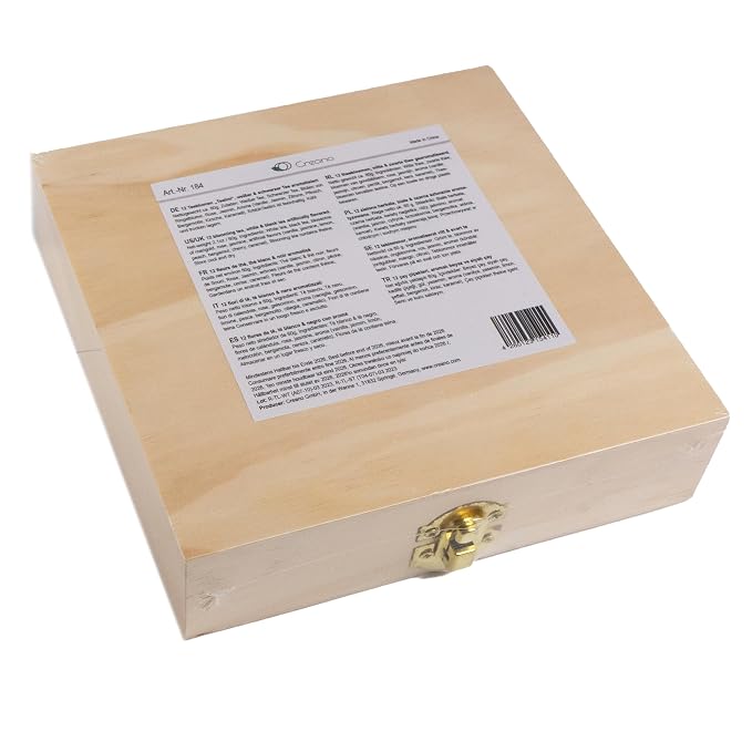 Creano Blooming Tea Tealini - Tea Flowers in Cup Size - Gift Set in Wooden Tea Box - 12 pcs in 8 Varieties - White Tea & Black Tea