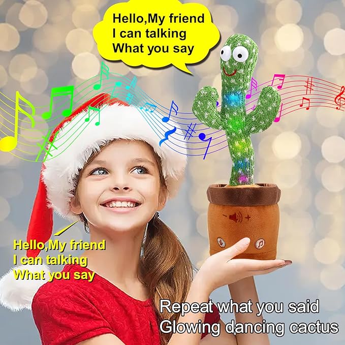 Dancing Talking Cactus Baby Toy for 3 4 5 6 7 8 9 10 11 12 Babies Boy 3-6 6-12 Singing Cactus 9-12 12-18 Repeat What You Say 36 Months Old Music PlushToys 1st Birthday Gifts