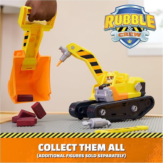 Rubble & Crew Charger's Mega Power Crane, Toy Truck with Charger Figure & 2 Detachable Tools, PAW Patrol Kids Toys for Boys & Girls Ages 3 and Up