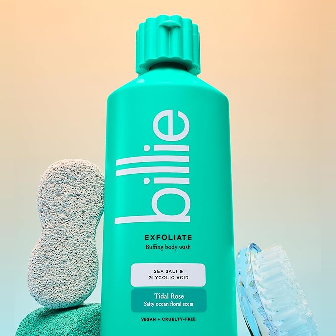 Billie Exfoliating Womens Body Wash, 18 fl oz, Sea Salt & Floral Scent, Vegan, Cruelty Free