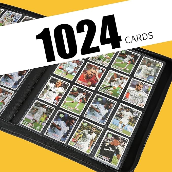 Arkeiliy Premium Ringless Trading Card Binder - 1024 Capacity, 16 Side-Loading Pockets per Page, Archival Quality Protection & Anti-Slip Spine for TCG, MTG, Sports Cards (Blue)