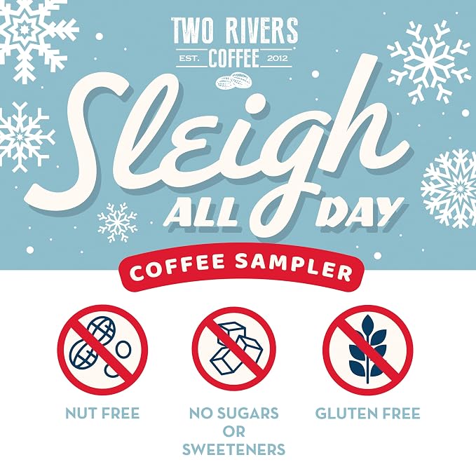 Two Rivers Coffee Sleigh All Day Holiday Coffee Pods Compatible with Keurig K Cup Brewers, Assorted Coffee Sampler, 40 Count (Pack of 1)