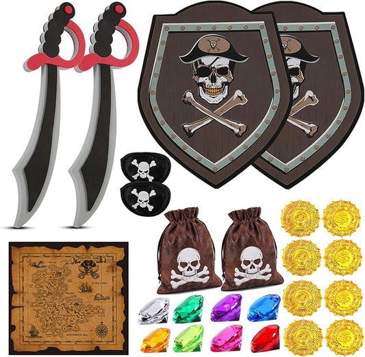 RICHNESS Kids Toy Swords and Shields Foam Play Sword and Shield for Kids Dress Up and Costumes Pack of 2 Players