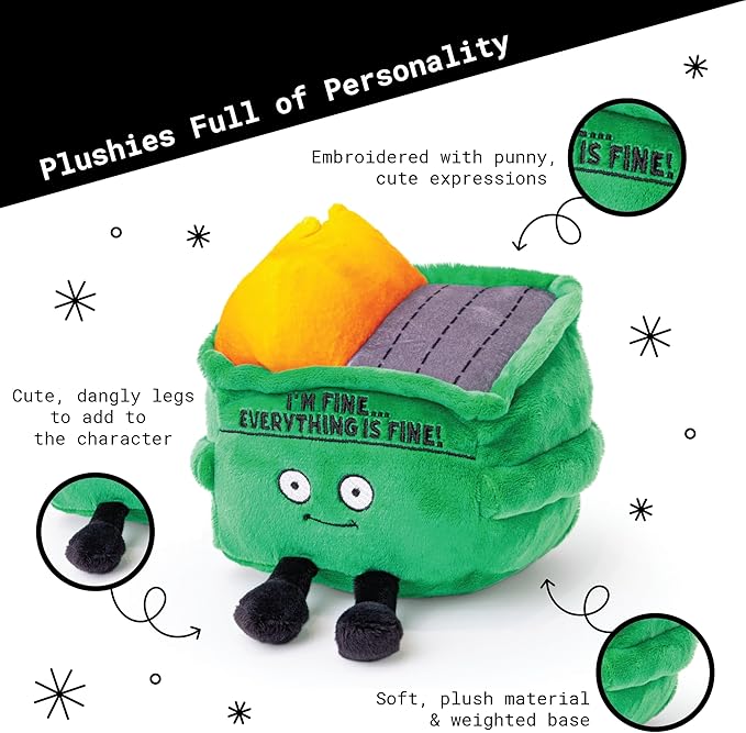 Dumpster on Fire Plushie - I'm Fine, Everything is Fine! Dumpster Fire Plush, Emotional Support Plushie, Funny Plush Toy for Gifting