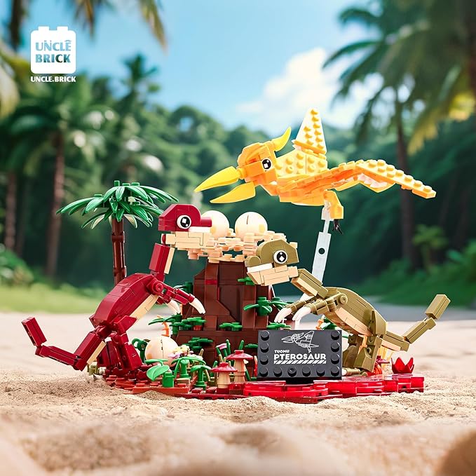 Dinosaur World Building Block Set,Pterosaur Dinosaur Park Sets for Boy 8-12,Pterosaur and Volcano Scene Building Sets,Home or Office Décor Sets for Boys 8-14(559pcs)