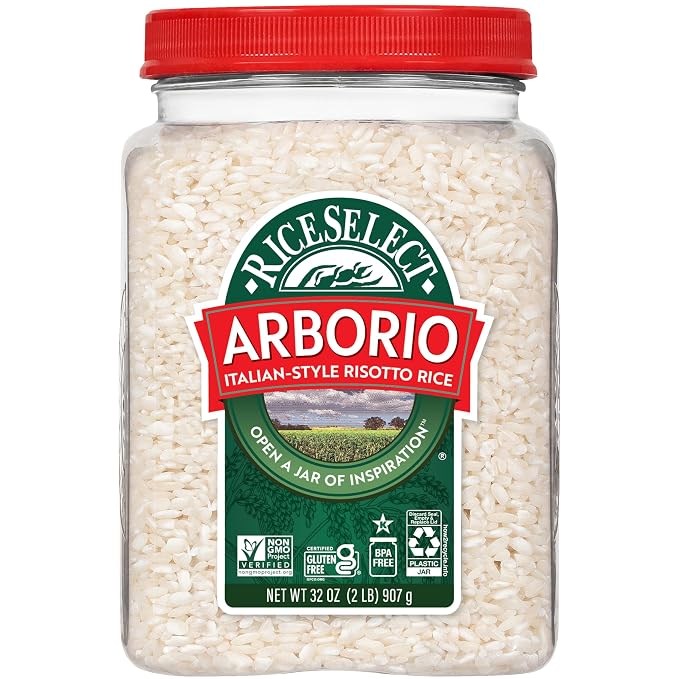 RiceSelect Arborio Rice, Premium Rice for Italian Risotto | Italian-style rice for stovetop, easy to cook, gluten-free, kosher, non-GMO, 32-ounce jar