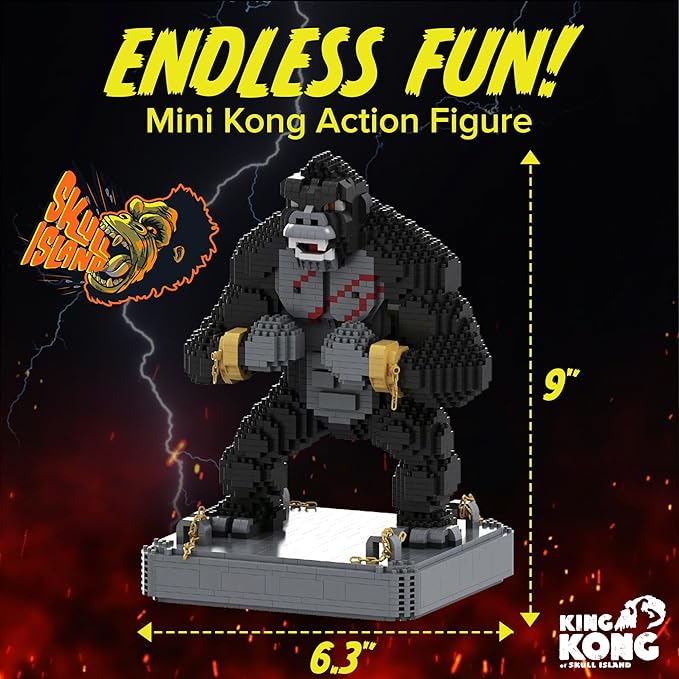 King Kong Building Set (2,310 PCS) – Mini Kong Action Figure from Skull Island – Nano Brick Gorilla Construction Kit for Kids 15+, Adults, Collectors – Movie Display Toy Gift