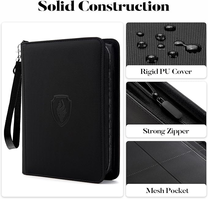 Fabmaker Premium 4 Pocket Zip Card Binder, Trading Card Binder for 320 Cards, Portable PU Card Collection Binder, Collector Card Album Folder for Game & Sports Cards (Turquoise)