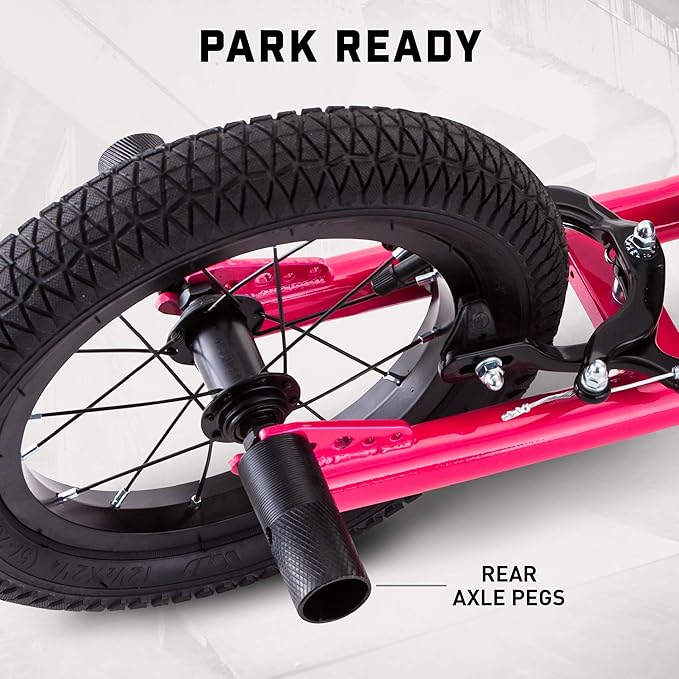 Mongoose Expo Kick Scooter, BMX-Style Handlebar & Brake Cable Rotor, Wide Foot Deck for Kids Youth Boys Girls Ages 6 and Up, Rear Axle Pegs, 12-Inch Air Tires, and Max. Weight of 175 lbs.