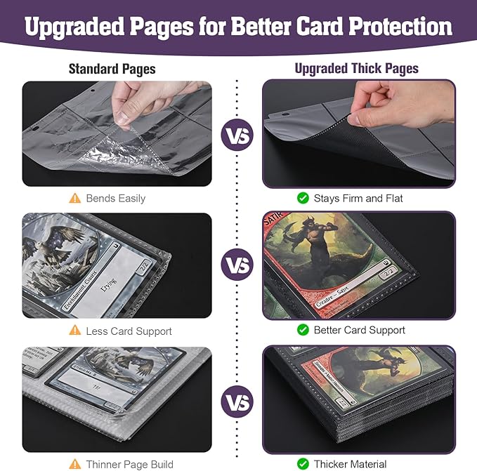 Trading Card Binder 900 Slots, 3-Ring Refillable 9-Pocket Album, 50 Top-Loading Pages, Zippered Case with Strap, Acid-Free PVC-Free, Fits 2.5 x 3.5 in Cards, TCG