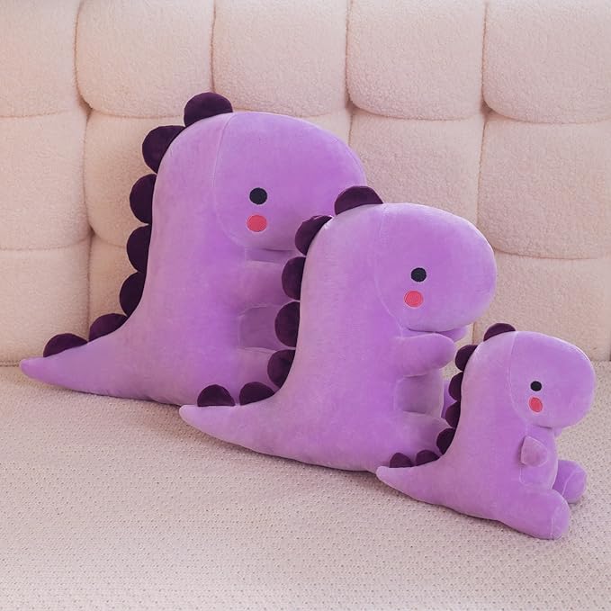 Plush Dinosaur Stuffed Animal, Cute Toys Anime Dinosaur Soft Throw Pillow Gift for Children Boys Girls Purple 10.6 inch