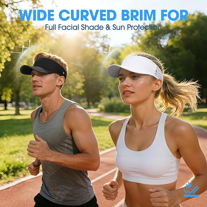 LONGLONG Sports Sun Visor Hat with Non-Slip Toggle Breathable for Women Men | Adjustable Quick Dry Moisture-Wicking Soft Lightweight Mesh Sun Protection Cap Golf Tennis Pickleball Running Garden Hiking