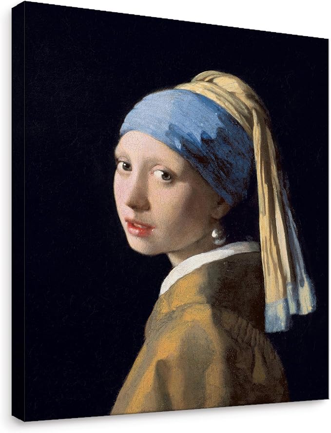 Niwo ART - Girl with a Pearl Earring, World's Most Famous Paintings Series, Canvas Wall Art Home Decor, Gallery Wrapped, Stretched, Framed Ready to Hang (24"x20"x3/4")