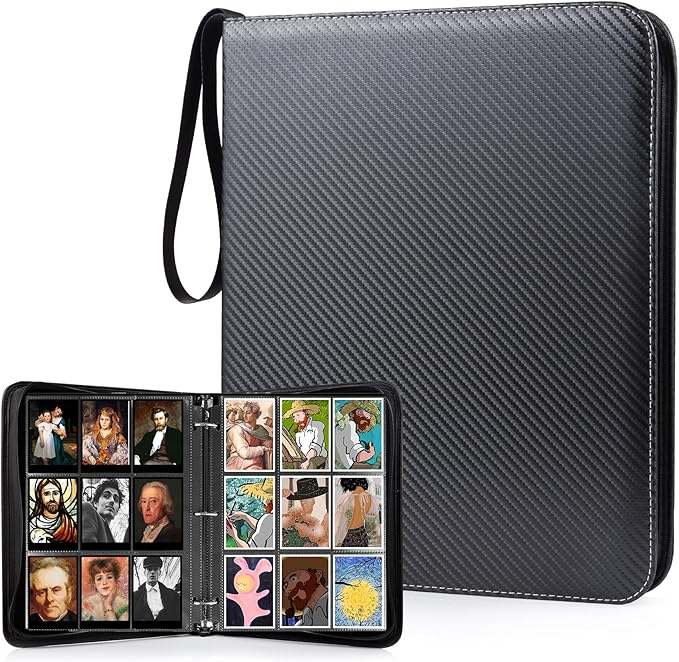 WOT I Trading Card Binder, 630 Pockets Sleeves with Zipper, Double Sided Pockets Card Holder Carry Case for Baseball Card, Football Card
