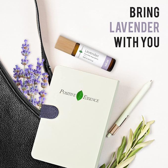 Lavender Essential Oil Roll-On with Jojoba Oil, Leak-Proof, 10 mL | Lavender Essential Oil, Jojoba Oil, Fresh Floral-Herbal Aroma, Leak-Proof Rollerball, Travel Size, 10 mL