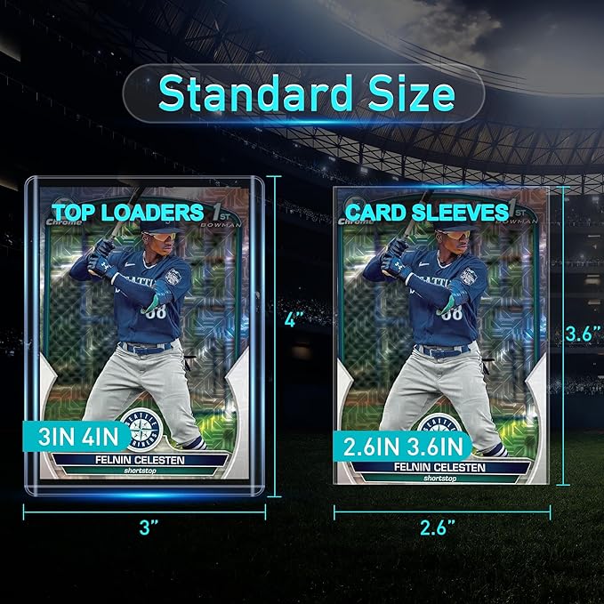 200 Card Sleeves - 3"x4" Hard Plastic Top Loaders for Cards - Trading Card Sleeve & Baseball Card Holder - Premium Topload Ablum Photocard Holder for Sports, Game & Kpop Cards (100Soft+100Hard)